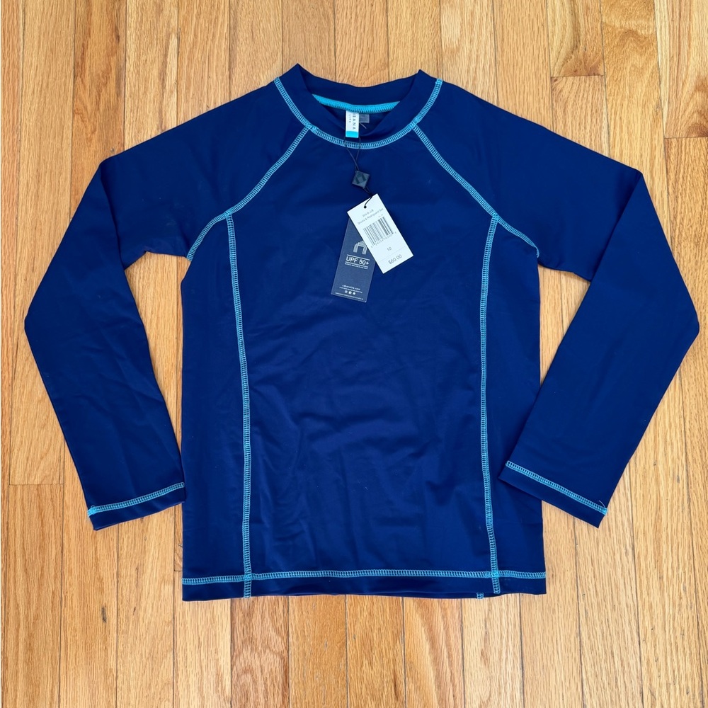 Cabana Life Navy Long Sleeve Shirt with Light Stitching